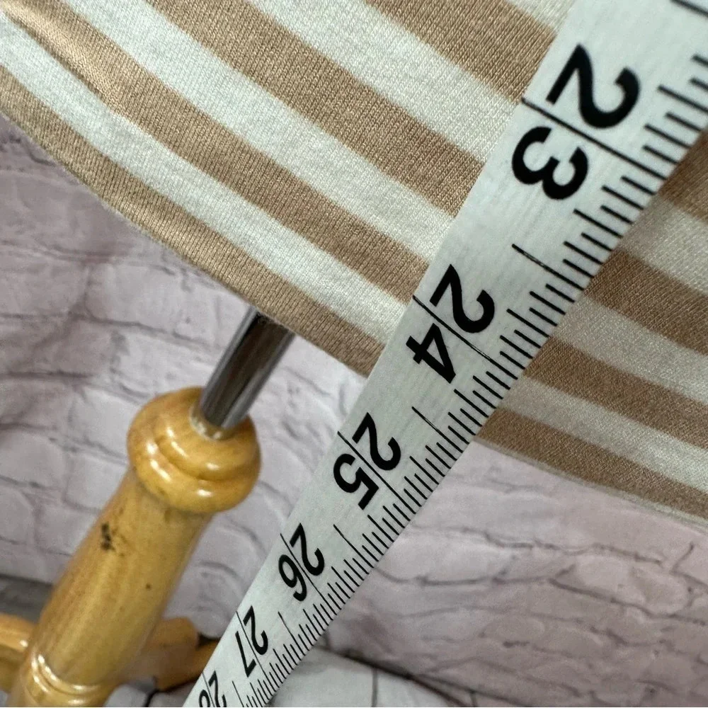 white house black market WHBM striped tee tunic women M neutral minimalist layer - Picture 5 of 10